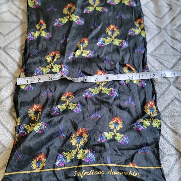 Infectious Awareables Antibody 100% Silk Scarf Black Doctor Research Gift - Picture 7 of 7